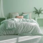 pomysły na projekt sypialni w kolorze miętowym